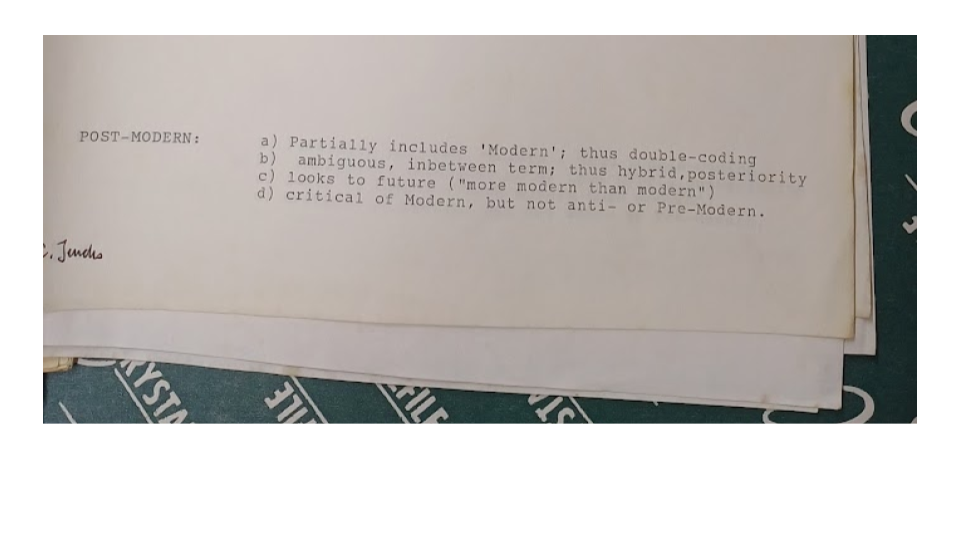 Charles Jencks' notes on a definition of post-modernism