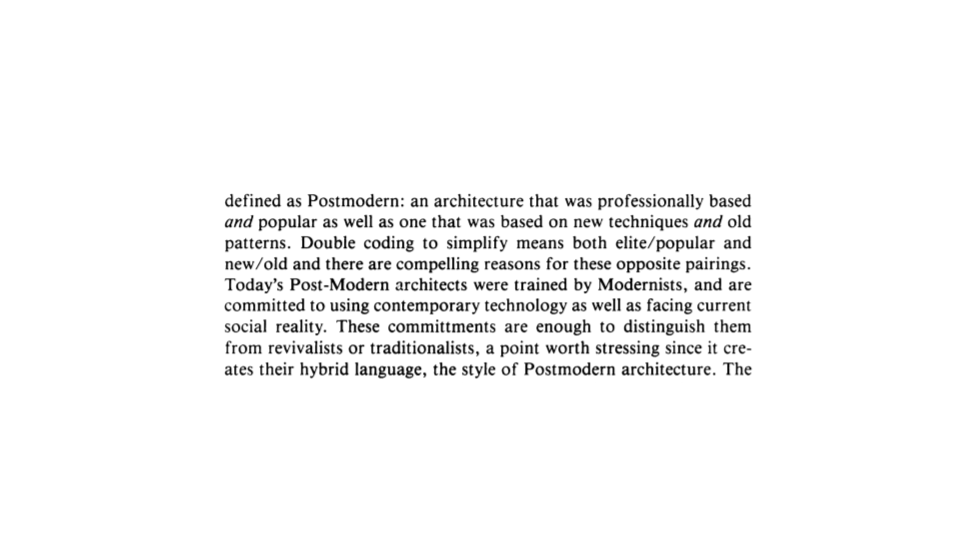 Charles Jencks in What is Post-modernism?