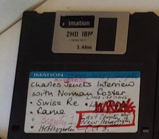 Floppy disk found in Charles Jencks' archive, currently uncatalogued